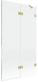 Mexen Lunar, 2-krídlová vaňová zástena pravá 100 x 150 cm, číre sklo, zlatá matná, 897-100-100-55-00-P