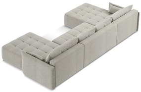 Svetlosivá rozkladacia/s úložným priestorom rohová pohovka (do tvaru "U") Moku – Makamii