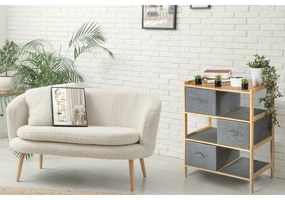 G21 Bambusová policová jednotka s košíkmi, 3police, sivá, 3 poschodia