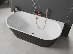 Mexen Oval, voľne stojaca nástenná vaňa 150 x 75 cm, biela-čierna, ružové zlato prepad, 52671507575-60