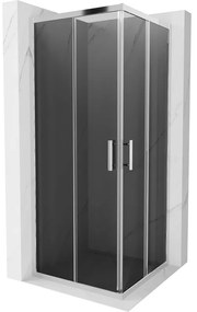 Mexen Rio, štvorcový sprchovací kút s posuvnými dverami 80(dvere) x 80(dvere) x 190 cm, 6mm šedé sklo, chrómový profil, 860-080-080-01-40