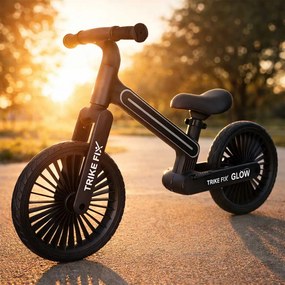 KIK Detský bežecký bicykel Fix Glow LED čierny