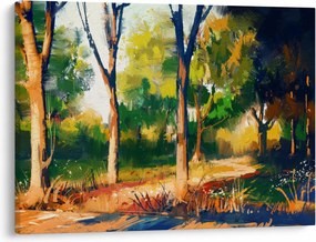 Obraz lesa v letnom slnku, maľba (70x50 cm)
