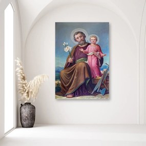 Obraz na plátně REPRODUKCE Svatý Josef a dítě Roznav - 60x90 cm