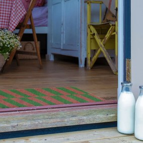 Rohožka z kokosového vlákna 40x60 cm Pink &amp; Green Half Stripes – Artsy Doormats