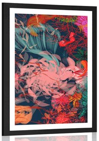 Plagát s paspartou abstraktné kvetiny - 20x30 black