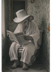 Obraz slon s novinami na záchode