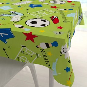 Biante Detský bavlnený štvorcový obrus Sandra SA-645 Futbal to je hra - na zelenom 110x110 cm