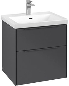 VILLEROY &amp; BOCH Subway 3.0 závesná skrinka pod umývadlo, 2 zásuvky, 572 x 478 x 429 mm, Graphite, C57802VR