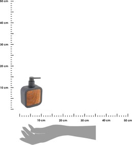 Dávkovač mydla Tempesti, sivá/s drevenými prvkami, 350 ml