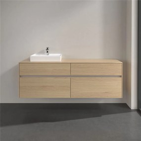 VILLEROY &amp; BOCH Collaro závesná skrinka pod umývadlo na dosku (umývadlo vľavo), 4 zásuvky, 1600 x 500 x 548 mm, Nordic Oak, C07800VJ