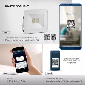 LED RGB Inteligentný stmievateľný RGB reflektor LED/20W/230V IP65 biela