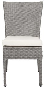 Set 2 záhradných stoličiek HWC-G19, polyratan, stohovateľná - sivý, krémový vankúš