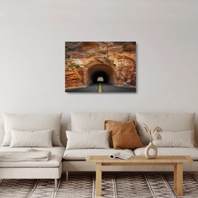 Sklenený obraz - tunel v skale (70x50 cm)
