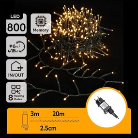 Aigostar - Vonkajší LED svetelný reťazec 800 LED/8 funkcií, 23 m, IP44, teplá biela
