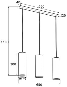 Argon 1486 - Luster na lanku LINEA 3xE27/15W/230V mosadz/čierna