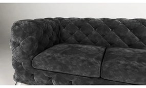 ROHOVÁ SEDAČKA CHESTERFIELD LARISSA PRAVÁ - ĽAVÁ ČIERNA SEMIŠOVÁ LÁTKA 323 X 204 cm
