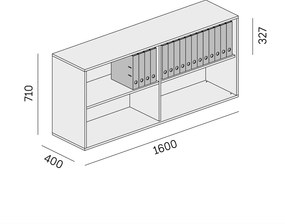 Kancelársky regál BLOCK, 1600 × 400 × 710 mm, biela