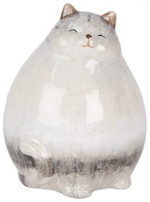 Sivá keramická dekorácia mačka - 14*13*18 cm