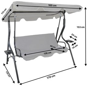 Zahradní houpačka DOLLI 170 cm šedá