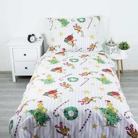 Jerry Fabrics Vianočné bavlnené obliečky 140x200 + 70x90 cm - Grinch "Grinchmas"