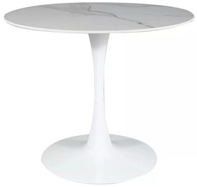 Okrúhly jedálenský stôl Espero 90 cm biely mramor/biely