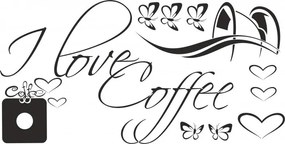 Nálepka na stenu s textom I LOVE COFFEE 50 x 100 cm