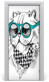 Samolepiace fototapety na dvere mačka okuliare 75x205 cm