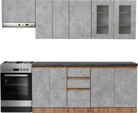 Kuchynská linka Nela II -  180/240, dub wotan / metropolis