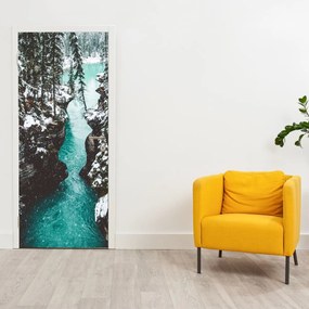 Fototapeta na dvere - Horská rieka v zime (95x205cm)