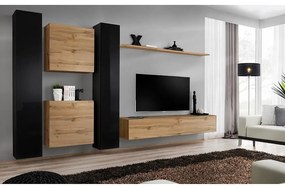 Obývacia stena Switch VI Čierna/Wotan