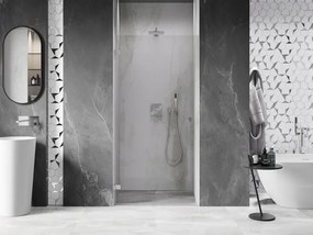 Mexen, Mexen Lunar-B Otočné ľavé sprchové dvere 60 cm, transparentné, brúsený nikel - 832-060-000-97-00-L