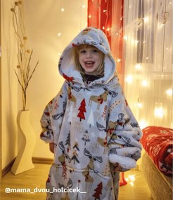 Baránková mikinová deka s rukávmi a kapucňou YULE HUG svetlosivá