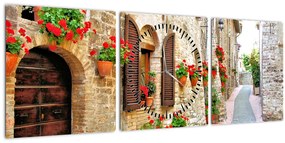 Obraz - Malebná Talianska ulička (s hodinami) (90x30 cm)