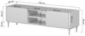 TV stolík Elivo 170 cm na nožičkách - eukalyptus / dub baltic dune
