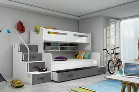 Interbeds MAX 3 poschodová posteľ 200x120 + matrace sivo-biela 2025