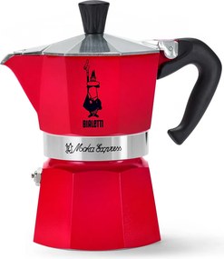 Kávovar na moka kávu Bialetti Moka Express, 130 ml, červený