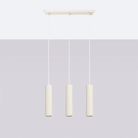 Závesné svietidlo Karbon, 3x béžové kovové tienidlo