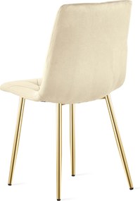 Svetlobéžová zamatová jedálenská stolička LIBRA so zlatými nohami