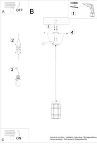 Sollux SL.1263 - Luster na lanku GOTTO 1xE27/15W/230V čierna