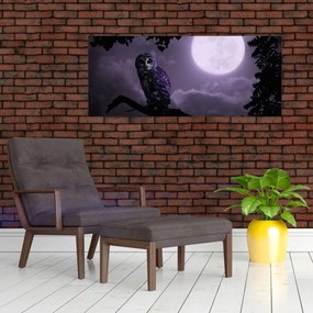 Obraz - Nočná sova, fialová (120x50 cm)