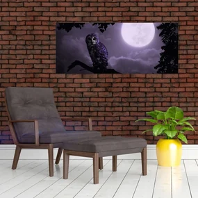 Obraz - Nočná sova, fialová (120x50 cm)