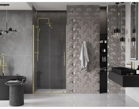 Mexen Velar, posuvné dvere do otvoru 90x200 cm, 8mm číre sklo, zlatá matná, 871-090-000-01-55