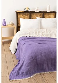 Fialová mušelínová prikrývka na dvojlôžko 230x250 cm – Mijolnir