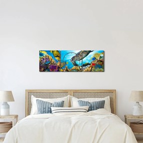 Obraz koralového útesu (s hodinami) (90x30 cm)
