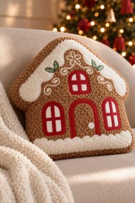 Vianočný vankúš GINGER HOUSE hnedý