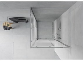Mexen Rio, štvorcový sprchovací kút s posuvnými dverami 70(dvere) x 70(dvere) x 190 cm, 6mm číre sklo s pásikmi, chrómový profil, 860-070-070-01-20