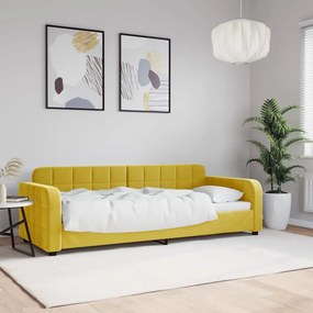 Denná posteľ žltá 80x200 cm zamat 354056