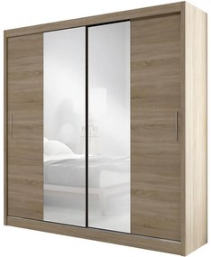 Skriňa Ola 200 cm dub sonoma so zrkadlom