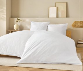 Krepová posteľná bielizeň, biela, štandardná veľkosť